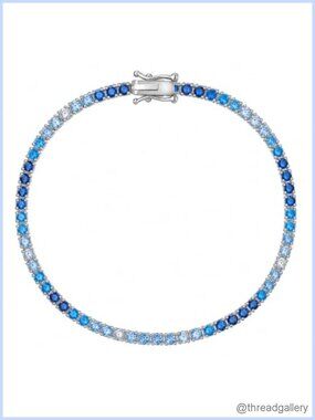 14K White Gold Plated CZ Tennis Bracelet Gradient Ombre Waterproof Gift